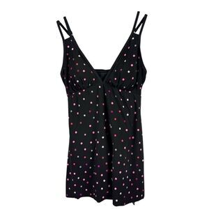 Trimshaper Women's Polka Dot Swimdress Black Size 8 Adjustable Straps